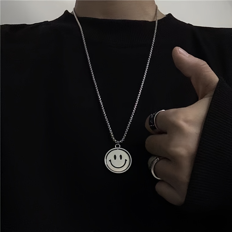 Happy Face Rotating Pendant Necklace Hip Hop Personality Pendant Accessories